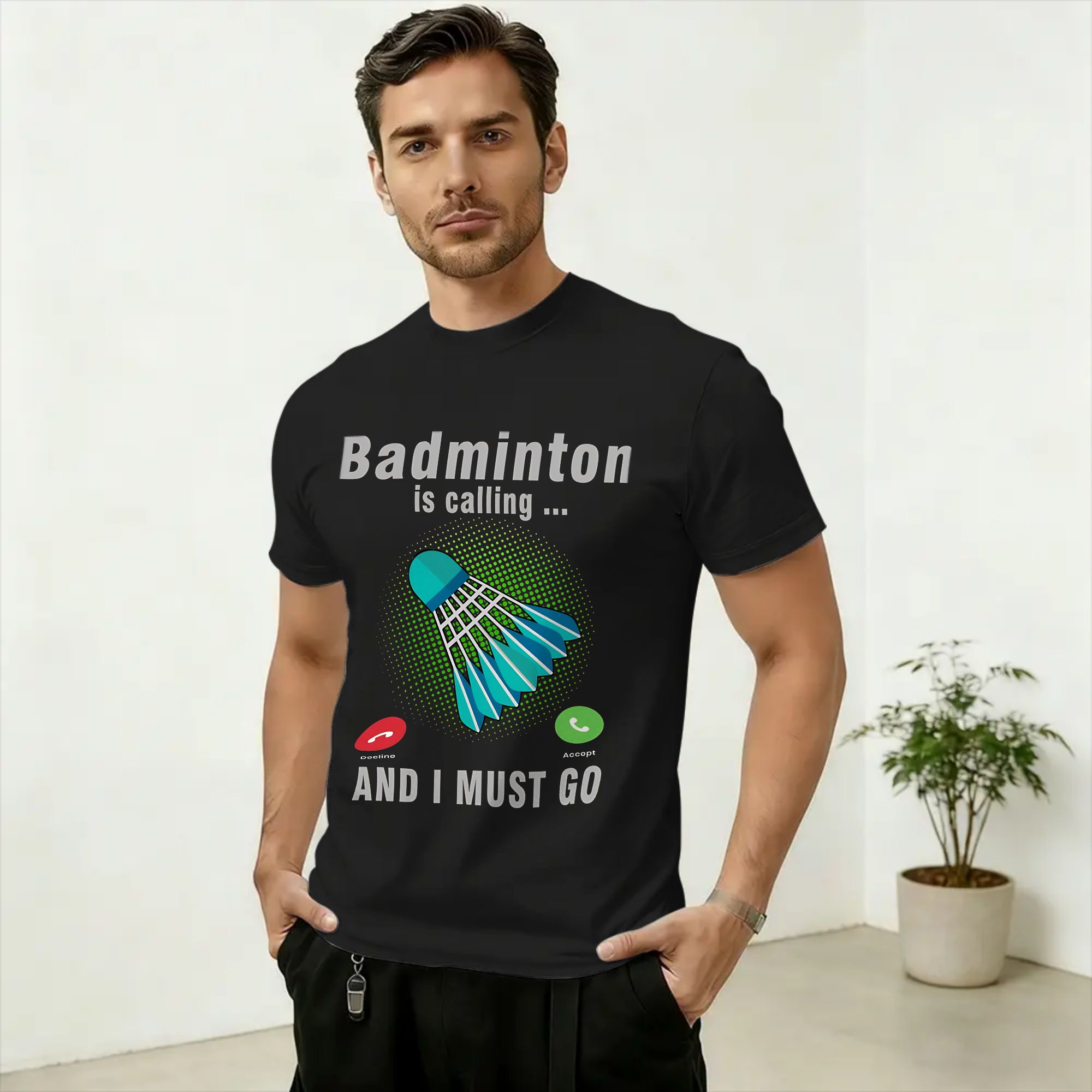Badminton Is Calling - Camiseta para hombre con estampado de