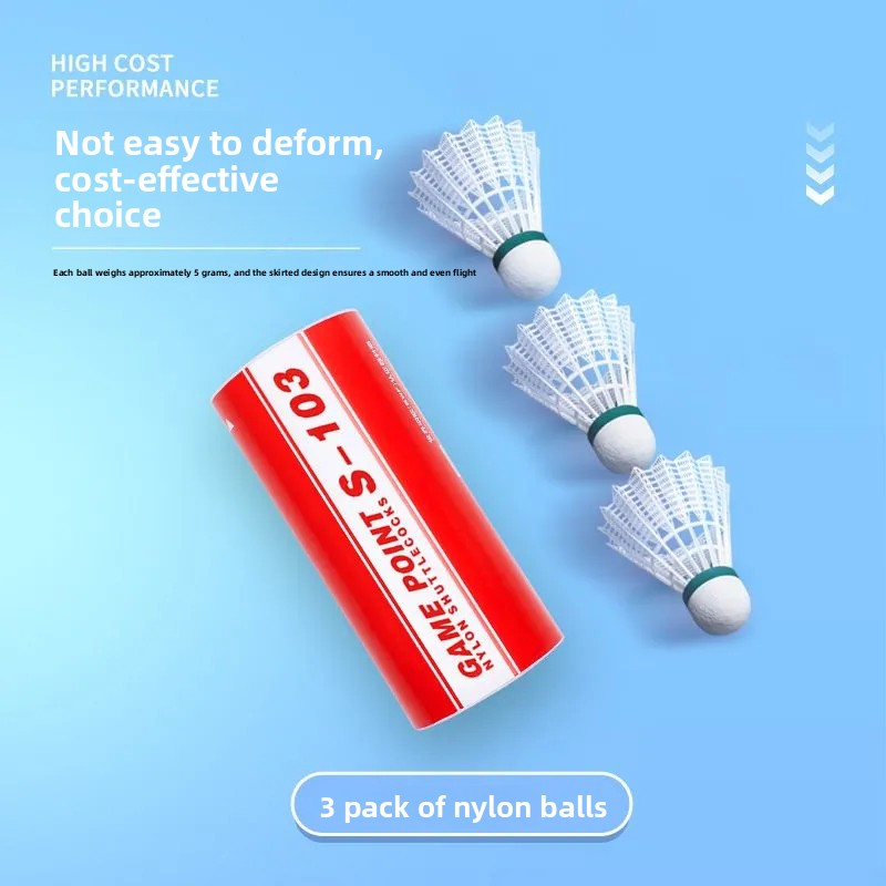 Badminton Nylon Shuttlecock - 1 tubo de 3 unidades de