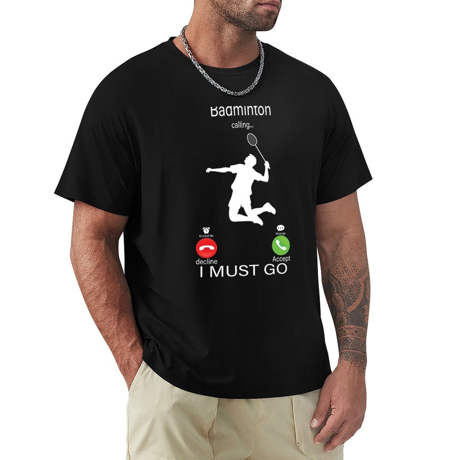 Badminton Is Calling - Camiseta informal holgada de manga corta